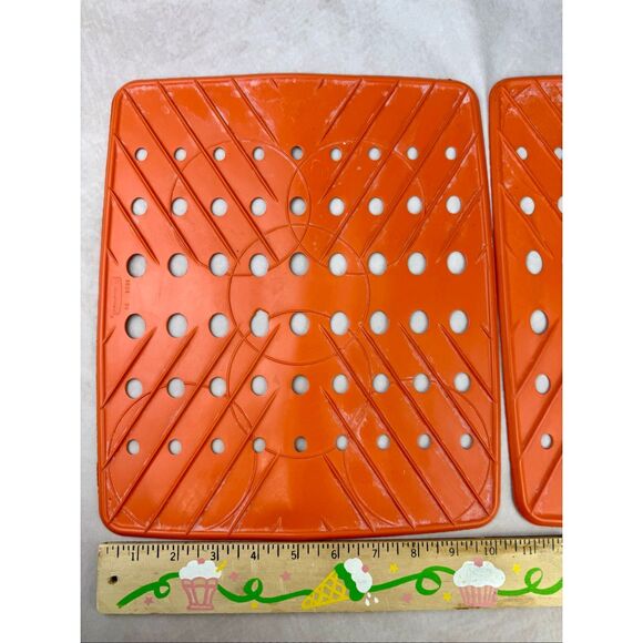 Vintage 1970s Rubbermaid Sink Mat Orange 10.75"x12.75” Set of 2 READ - Picture 10 of 15